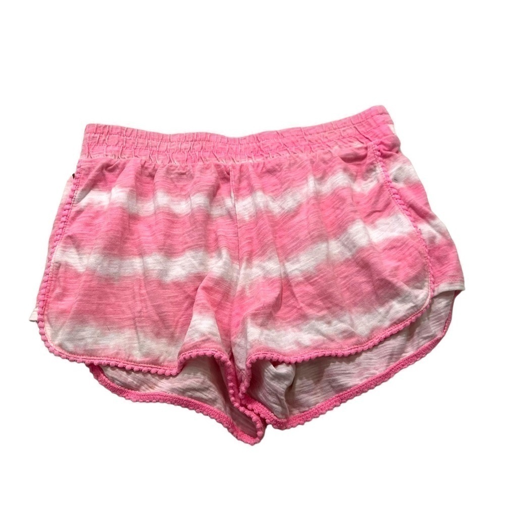 Justice Girls' Size 10 Casual Shorts Pink White Tie Dye Stripes 100% Cotton